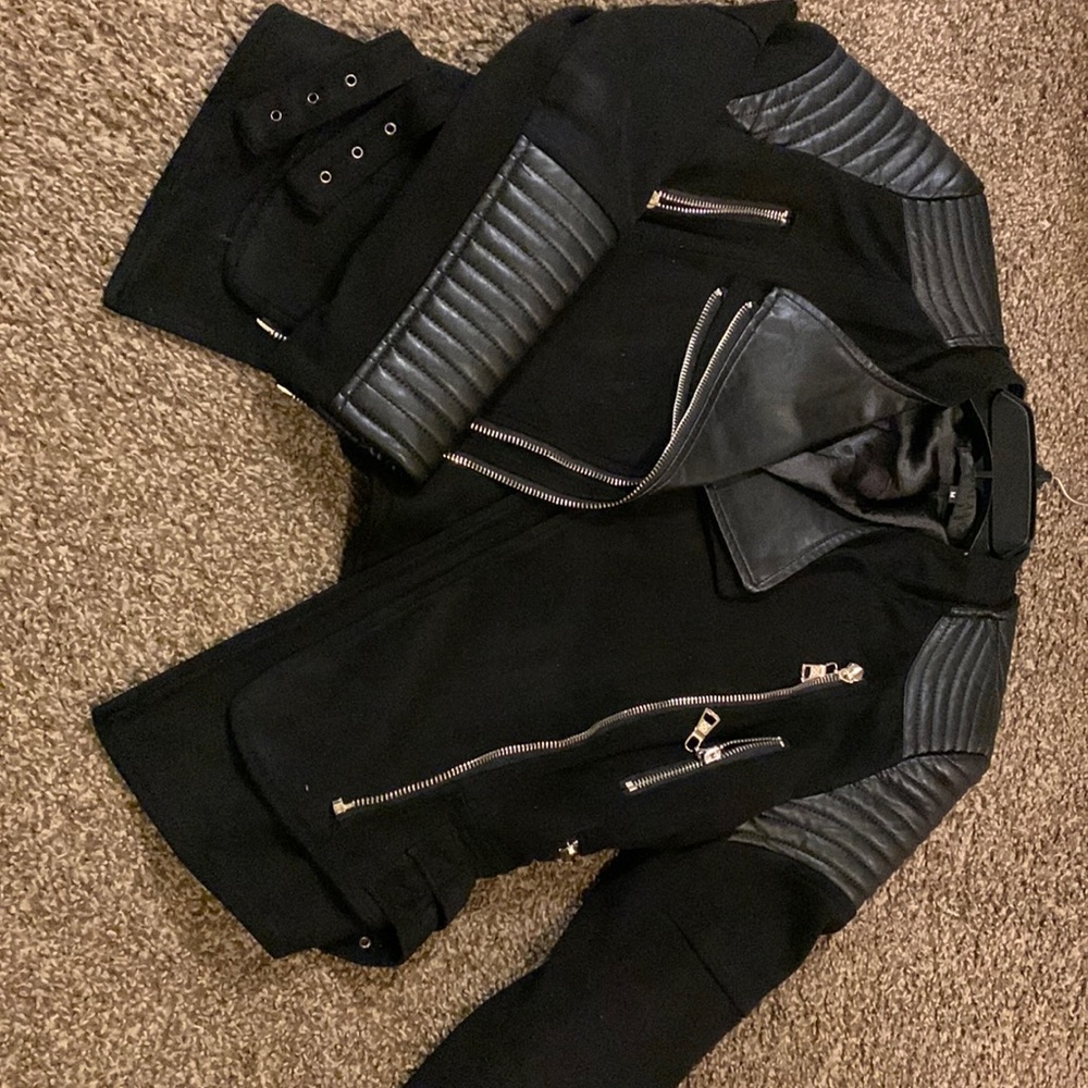 Leather suede jacket, for a night out.